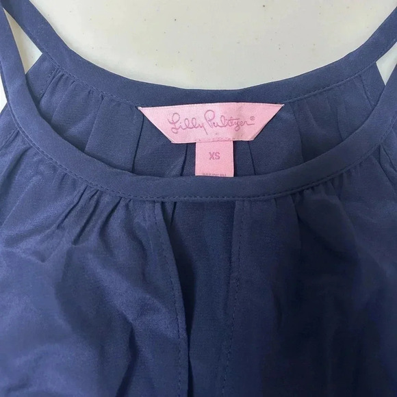 Lilly Pulitzer True Navy Blue 100% Silk Tank Top Size XS - Picture 2 of 4
